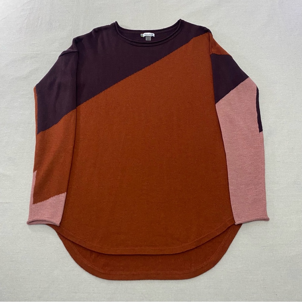 SmartWool Women’s Brown Wool Blend Shadow Pine Colorblock Crew Sweater Size XS